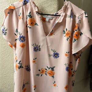 41 Hawthorne Floral Ruffle Sleeve Top